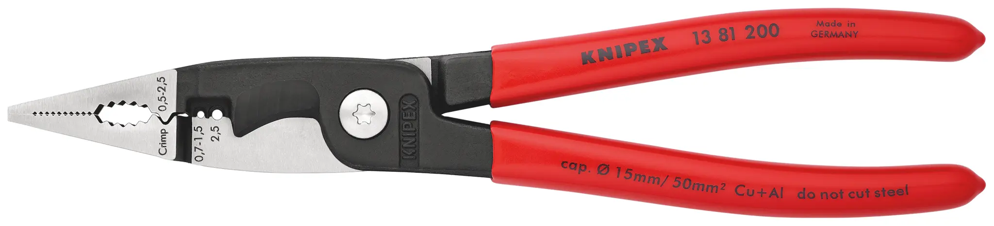 Produktfoto 1 von Knipex 13 81 200 Multifunktionszange Schneidkraft → 15 mm 200 mm