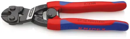 Produktfoto 1 von Knipex Kompakter Bolzenschneider, Mehrkomponenten-Griff, Kunststoff 200 mm Chrom Vanadium Stahl, Schneidkraft → 6 mm