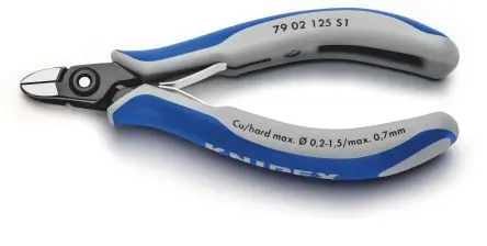Produktfoto 1 von Knipex Knipex Mit abgeflachter Kante Seitenschneider Schließer (NO) 125mm / Backen 10mm, Schneidleistung 1.7 mm