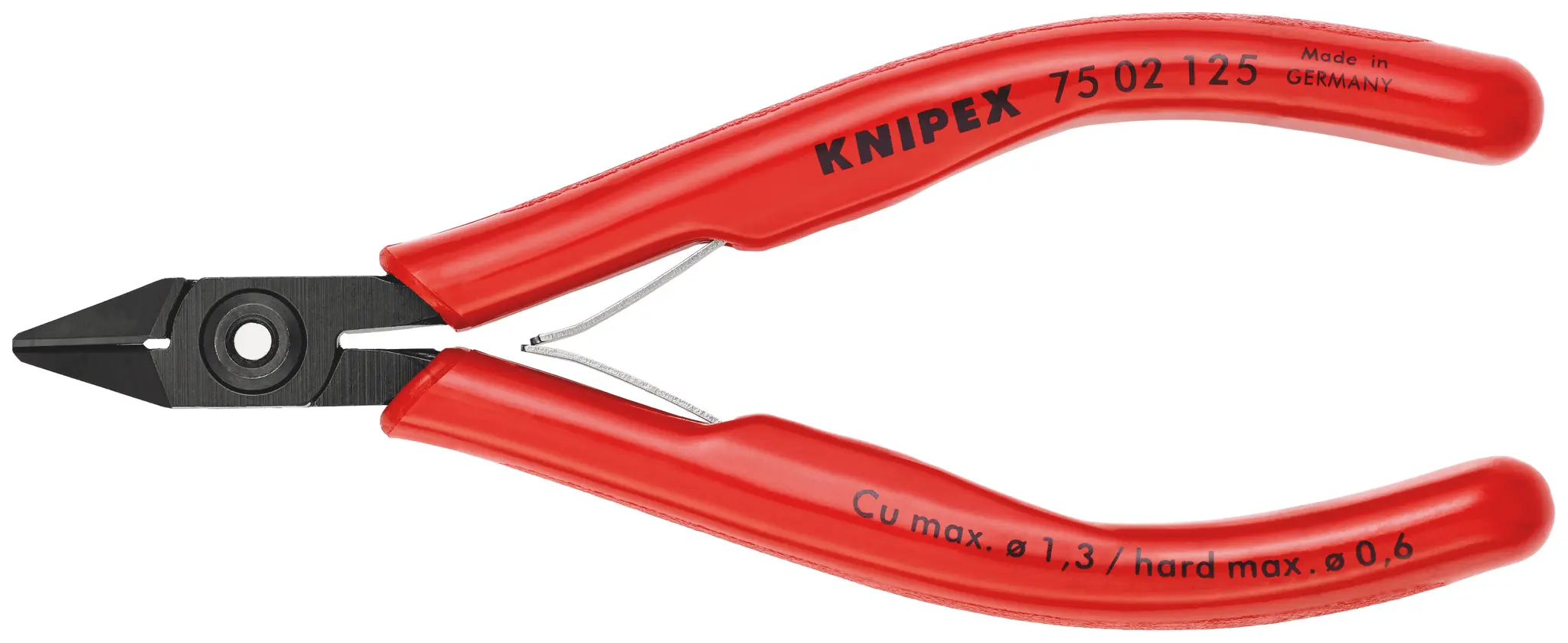 Produktfoto 1 von Knipex Knipex Mit abgeflachter Kante Schneider Schließer (NO) 125 mm / Backen 14mm, Schneidleistung 1.3 mm