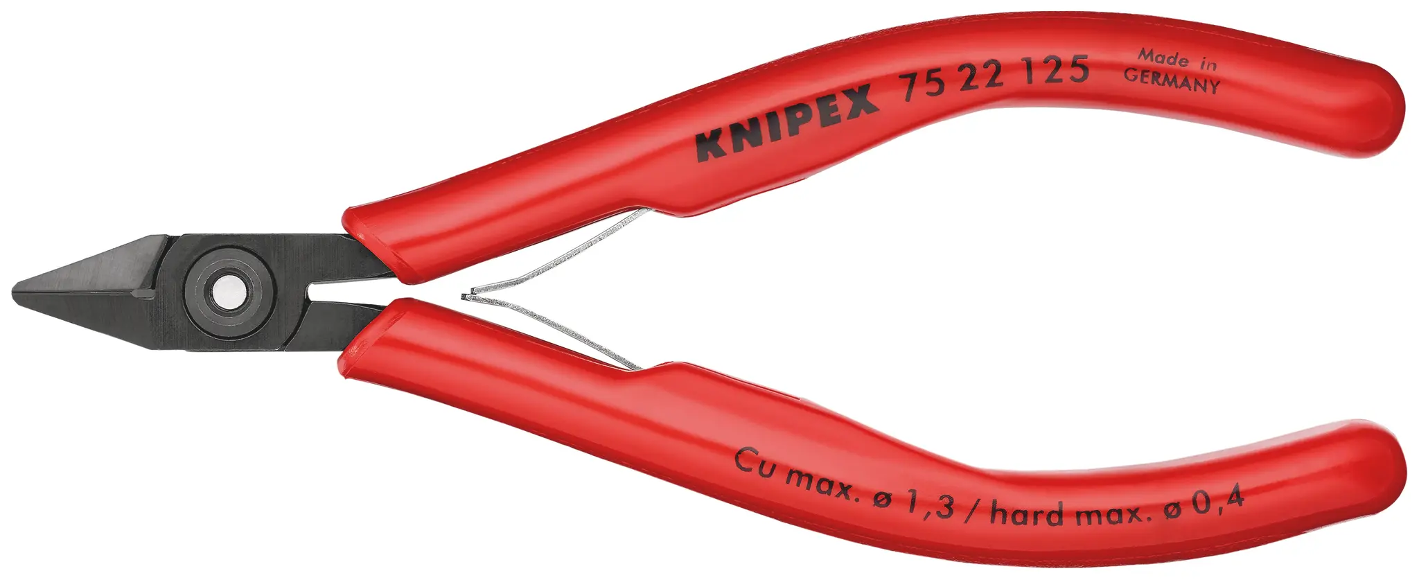 Produktfoto 1 von Knipex Knipex Mit abgeflachter Kante Schneider Schließer (NO) 125 mm / Backen 14mm, Schneidleistung 1.3 mm