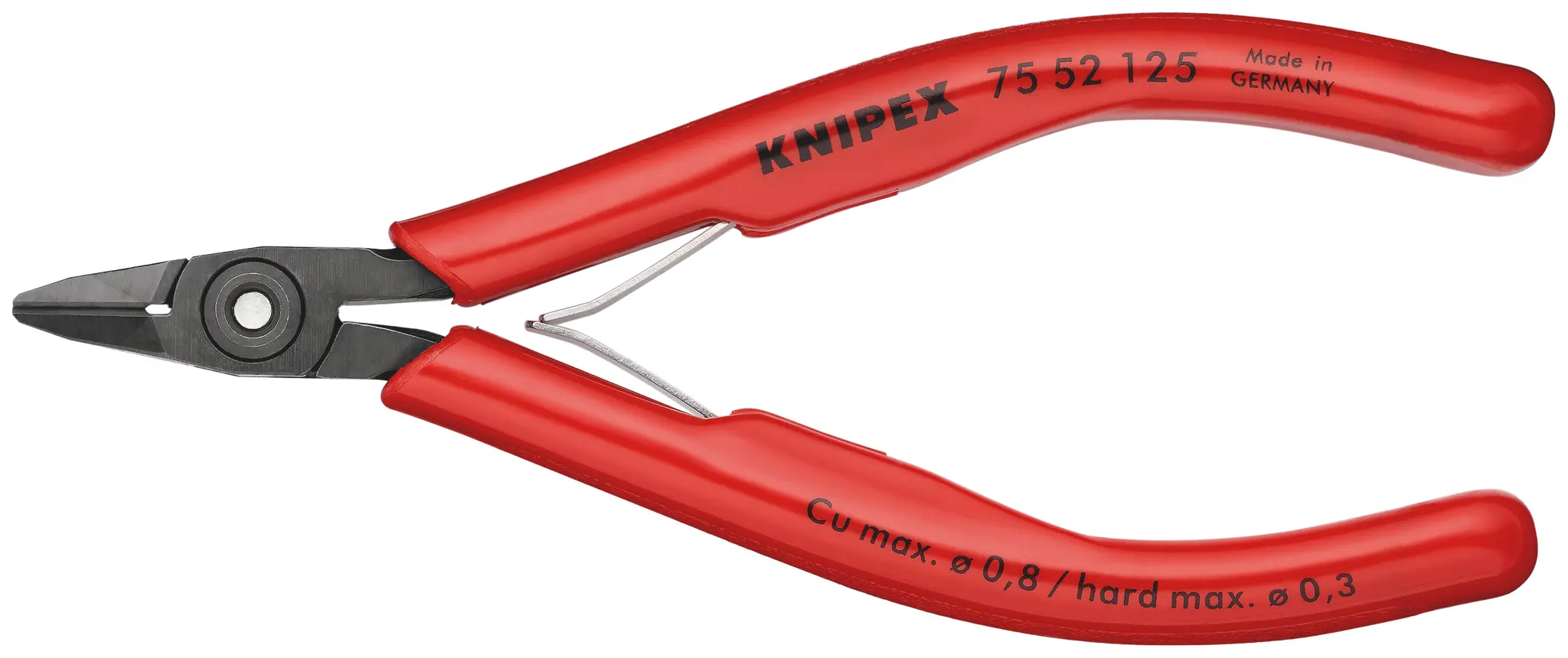 Produktfoto 1 von Knipex Knipex Mit abgeflachter Kante Schneider Schließer (NO) 125 mm / Backen 14mm, Schneidleistung 0.8 mm