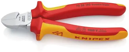 Produktfoto 1 von Knipex Knipex VDE 1000V zugelassen Kleine Fase Seitenschneider Schließer (NO) 160mm, Schneidleistung 4 mm