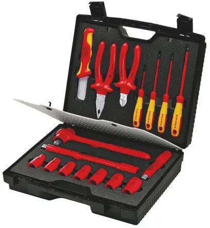 Produktfoto 1 von Knipex Kunststoff Werkzeugkoffer Schwarz, L. 385 mm B. 440 H. 105 mm, 4055 g, Handkipphebel