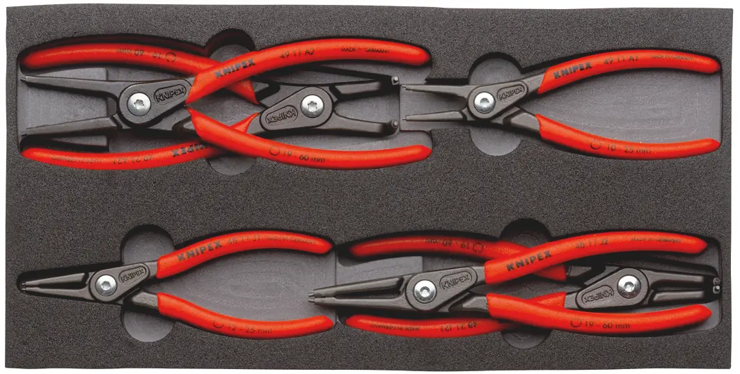 Produktfoto 1 von Knipex Sicherungsringzangen-Satz abgewinkelt 6 Stk. 335 mm Sicherungsringzangen