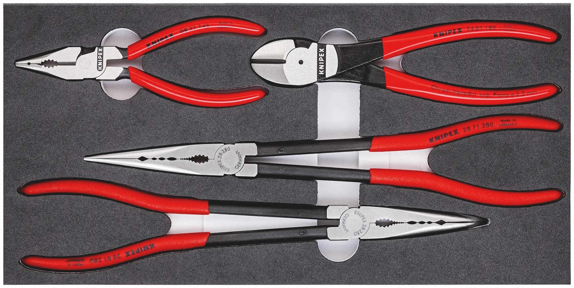 Produktfoto 1 von Knipex Zangensatz Flach, Gerade 4 Stk. 335 mm Seitenschneider Spitzzange, Rundzange