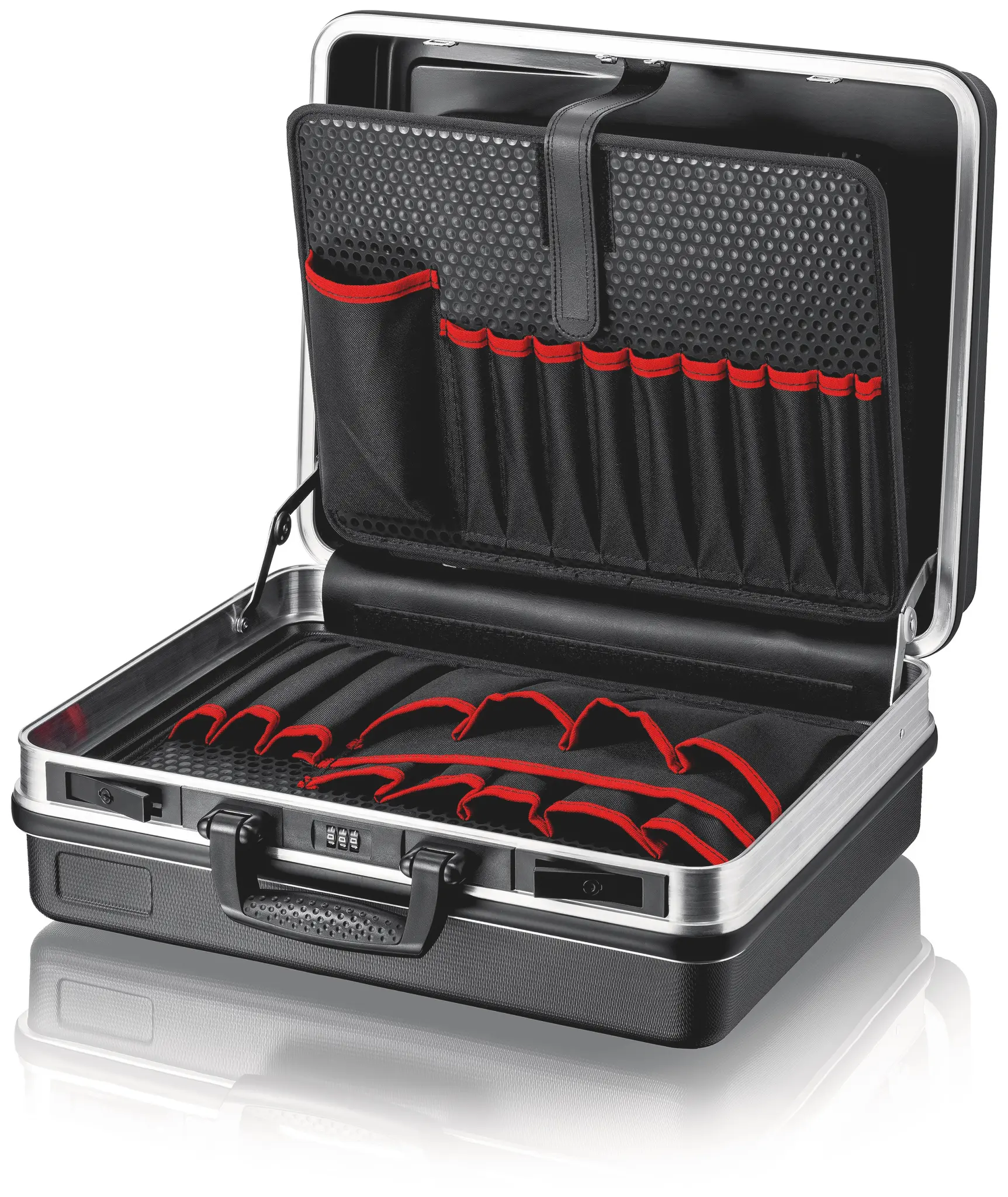 Produktfoto 1 von Knipex ABS, Aluminium Werkzeugkoffer Schwarz L. 465mm B. 410mm H. 200mm 4.5kg, Kombination, Schlüssel