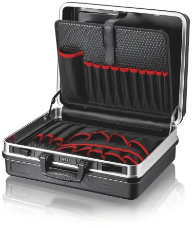 Produktfoto 1 von Knipex ABS, Aluminium Werkzeugkoffer Schwarz, L. 465 mm B. 410mm H. 200 mm, 4.5 kg, Kombi, Schlüssel