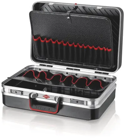 Produktfoto 1 von Knipex ABS, Aluminium Werkzeugkoffer Schwarz, L. 480 mm B. 370mm H. 310 mm, 4.5 kg, Schlüssel
