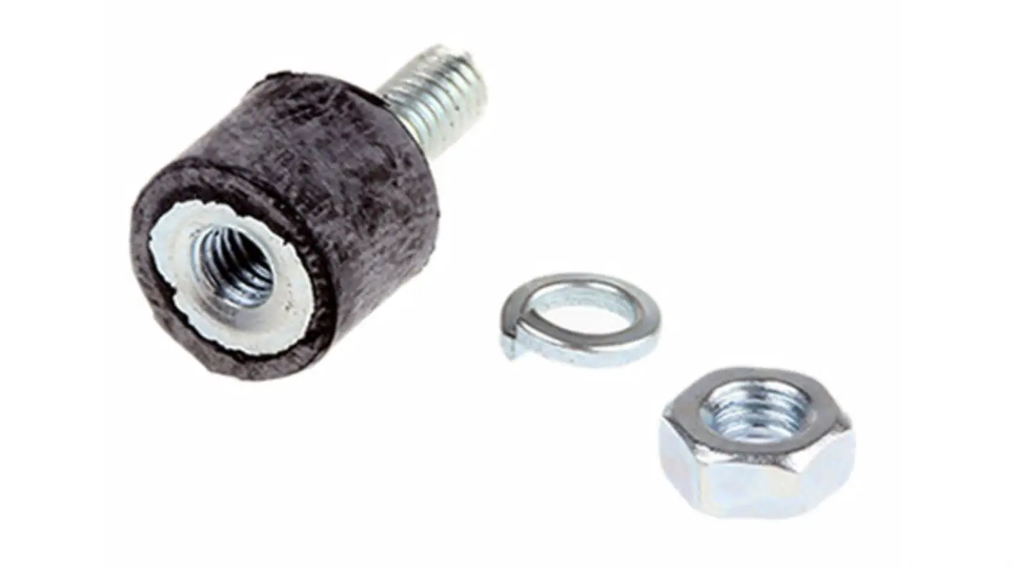 Produktfoto 1 von FIBET Vibrationsdämpfer, Außen-/Innengewinde Puffer Bohrung 4mm M4, Ø 10mm