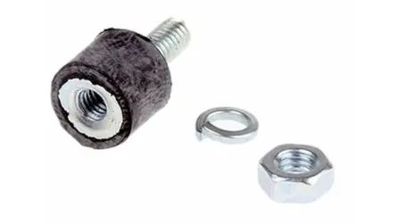 Produktfoto 1 von FIBET Naturgummi Zylindrisch Gummipuffer, Außen-/Innengewinde Puffer Bohrung 4 mm M4 6.4 daN, Ø 10 mm x 18 mm, 45 IRHD /