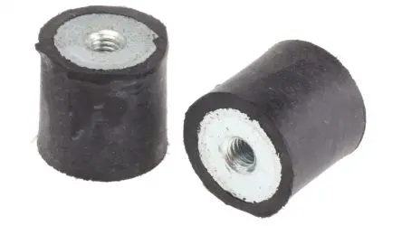 Produktfoto 1 von FIBET Naturgummi Zylindrisch Gummipuffer, Innen-/Innengewinde Puffer Bohrung 4 mm M4 25.8 daN, Ø 16 mm x 15 mm, 60 IRHD