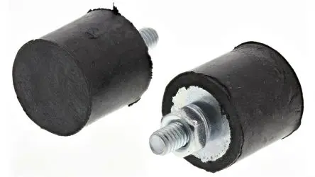 Produktfoto 1 von FIBET Naturgummi Zylindrisch Gummipuffer, Außengewinde-Puffer Bohrung 4 mm M4 22.8 daN, Ø 16 mm x 25 mm, 60 IRHD / bis