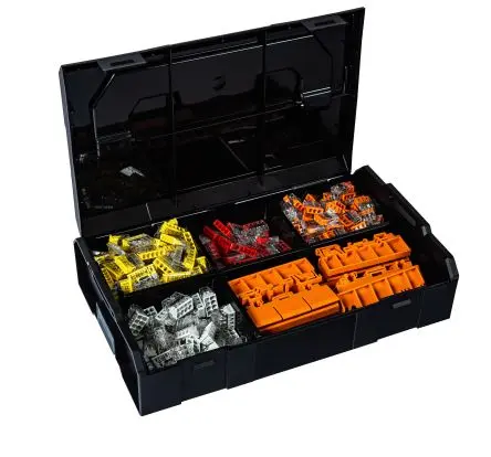 Produktfoto 1 von BS SYSTEMS Polypropylen Werkzeugbox Schwarz, 6 Schubladen, L. 258.5 mm B. 157.5mm H. 63 mm, 0.3 kg, Register