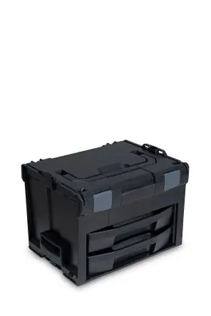 Produktfoto 1 von BS SYSTEMS ABS Werkzeugkoffer Schwarz, L. 445 mm B. 358mm H. 322 mm, 3.8 kg, Register