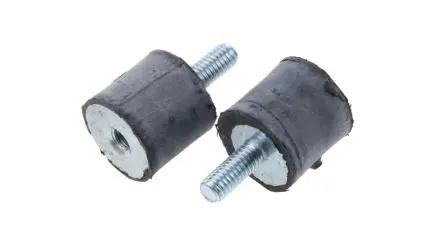 Produktfoto 1 von FIBET Naturgummi Zylindrisch Gummipuffer, Außen-/Innengewinde Puffer Bohrung 4 mm M4 19 daN, Ø 14 mm x 23 mm, 45 IRHD