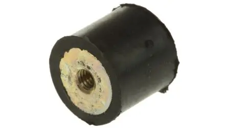Produktfoto 1 von FIBET Naturgummi, Stahl zinkplattiert Zylindrisch Gummipuffer, Innen-/Innengewinde Puffer Bohrung 4 mm M4 14.1 daN, Ø 16