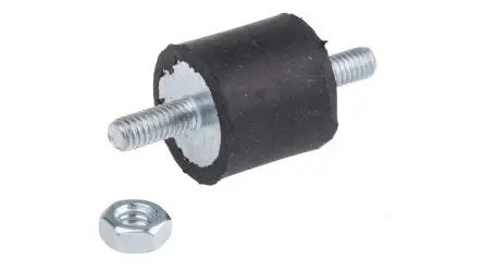 Produktfoto 1 von FIBET Naturgummi Zylindrisch Gummipuffer, Außen-/Außengewinde Puffer Bohrung 4 mm M4 24.6 daN, Ø 16 mm x 35 mm, 60 IRHD