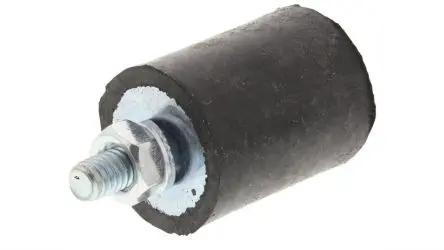 Produktfoto 1 von FIBET Naturgummi Zylindrisch Gummipuffer, Außengewinde-Puffer Bohrung 4 mm M4 18 daN, Ø 16 mm x 30 mm, 60 IRHD / bis