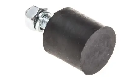 Produktfoto 1 von FIBET Naturgummi Zylindrisch Gummipuffer, Außengewinde-Puffer Bohrung 6 mm M6 29.6 daN, Ø 20 mm x 38 mm, 60 IRHD / bis