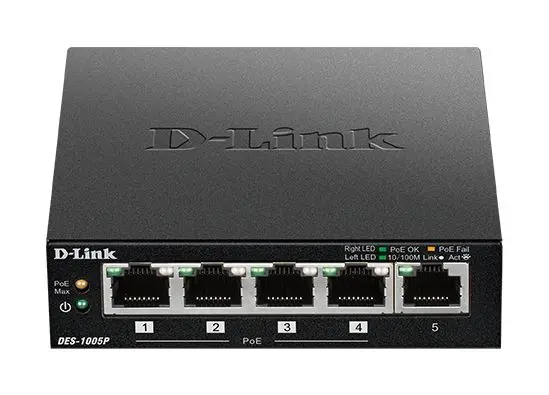 Produktfoto 1 von D-Link unverwalteter 5-Port Fast Ethernet PoE Desktop Switch Ethernet-Switch Desktop PoE 5-Port Unmanaged 10/100Mbit/s
