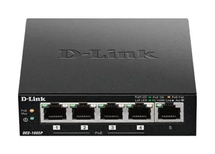 Produktfoto 1 von D-Link 5-Port Fast Ethernet PoE Unmanaged Desktop Switch Ethernet-Switch 5-Port Unmanaged Power Over Ethernet 100Mbit/s