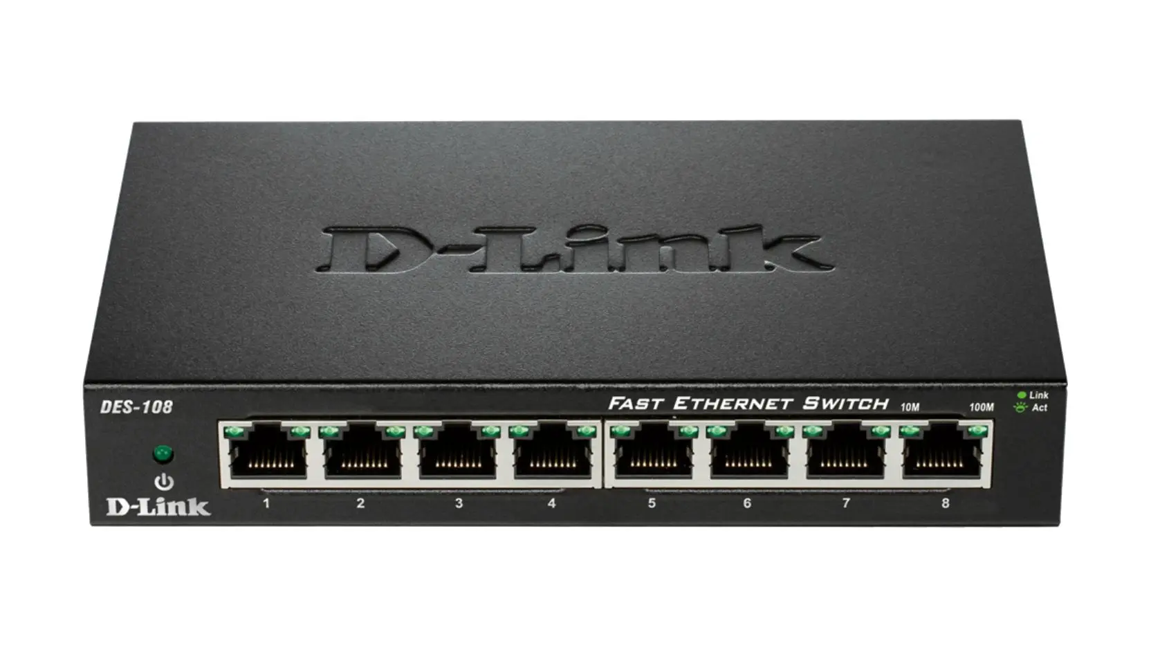 Produktfoto 1 von D-Link 8-Port Fast Ethernet Switch Ethernet-Switch Desktop 8-Port Unmanaged 10/100Mbit/s EU 162 x 102 x 28mm