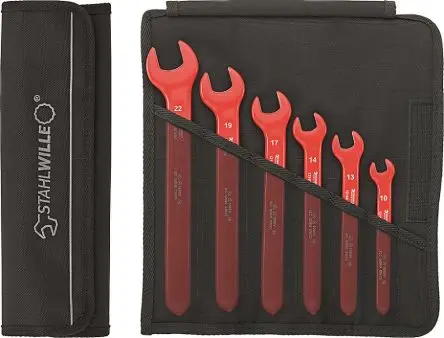 Produktfoto 1 von STAHLWILLE VDE 1000V zugelassen Schraubenschlüsselsatz Einseitiger Gabelschlüssel Chrom Stahl, 6-teilig 14, 22, 19, 10,