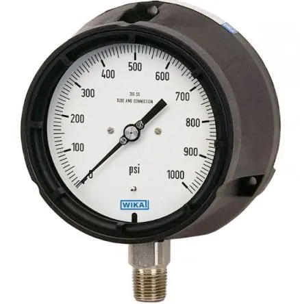 Produktfoto 1 von WIKA NPT 2XX.34 Manometer 4.5 Zoll 0 psi → 5000 psi 0.5 % Glasfaser, Thermoplast Gehäuse 1/2 in NPT