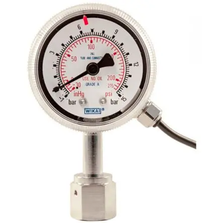 Produktfoto 1 von WIKA Schwenkbare Innensechskantdichtung 230.15 Manometer 2 Zoll -1 bar → 7 bar Edelstahl Gehäuse 1/4 in