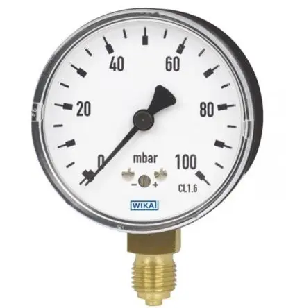 Produktfoto 1 von WIKA 6X1.10 Manometer 63 mm 0 mbar → 60 mbar Stahl Gehäuse G 1/4