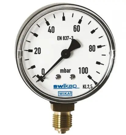 Produktfoto 1 von WIKA 611.X3 Manometer 50 mm 0 mbar → 250 mbar Kunststoff Gehäuse G 1/4