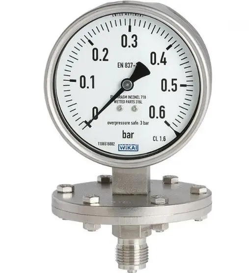 Produktfoto 1 von WIKA 4XX.XX Druckmessgerät Prozessanschluss unten Analog 0bar → 25bar, Ø 100mm DN 50