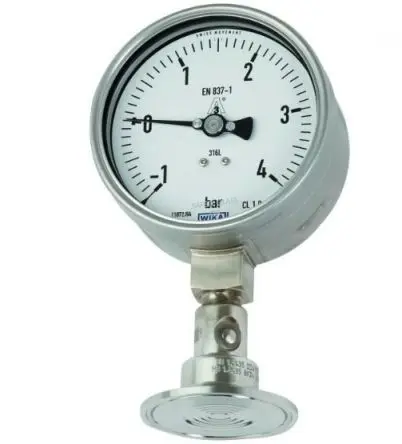 Produktfoto 1 von WIKA Steckfitting DSS22F Manometer 100 mm 0 bar → 10 bar Edelstahl 316L Gehäuse DN 38.1