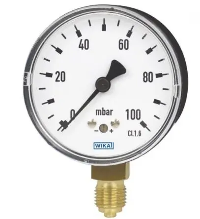 Produktfoto 1 von WIKA 6X1.10 Manometer 63 mm 0 mbar → 400 mbar Stahl Gehäuse G 1/4