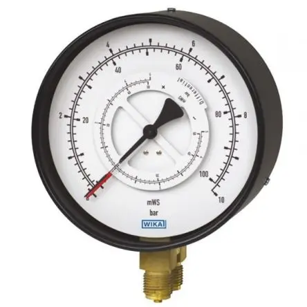 WIKA Verfahren 733.02 Manometer 100 mm 0 bar → 10 bar Edelstahl Gehäuse G 1/2