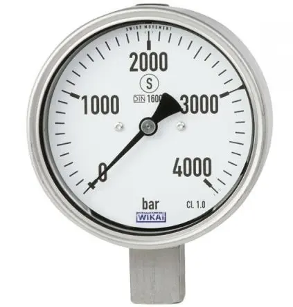 WIKA Schraubfitting PG23HP-P Manometer 160 mm 0 bar → 4000 bar Edelstahl, Eisen-Nickel-Legierung Gehäuse 9/16-18 UNF