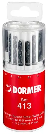 Produktfoto 1 von Dormer HSS Spiralbohrer Satz 1.5 mm → 6.5 mm, 13-teilig