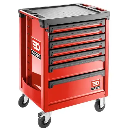 Produktfoto 1 von Facom Metall Rollenschrank 7 Schubladen mit Rädern, 421 mm x 60mm x 569 mm