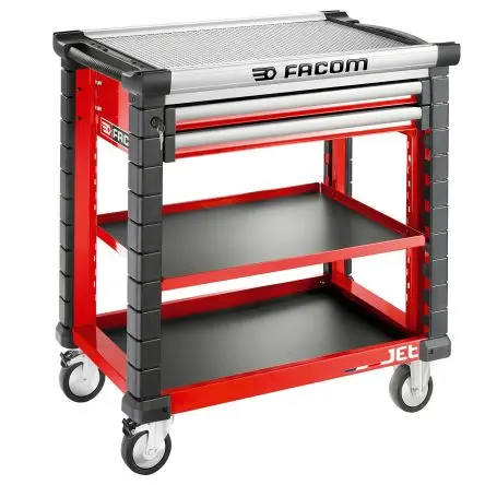 Produktfoto 1 von Facom Aluminium Werkzeugwagen 2 Schubladen mit Rädern, 1.01 m x 575mm x 1 m
