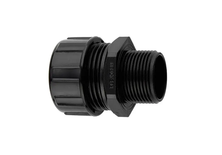 Flexicon MP Nylon Kabelrohr Befestigung Gerade Kabelverschraubung mit Außengewinde M20 20 mm Schwarz Schwarz-Finish IP40