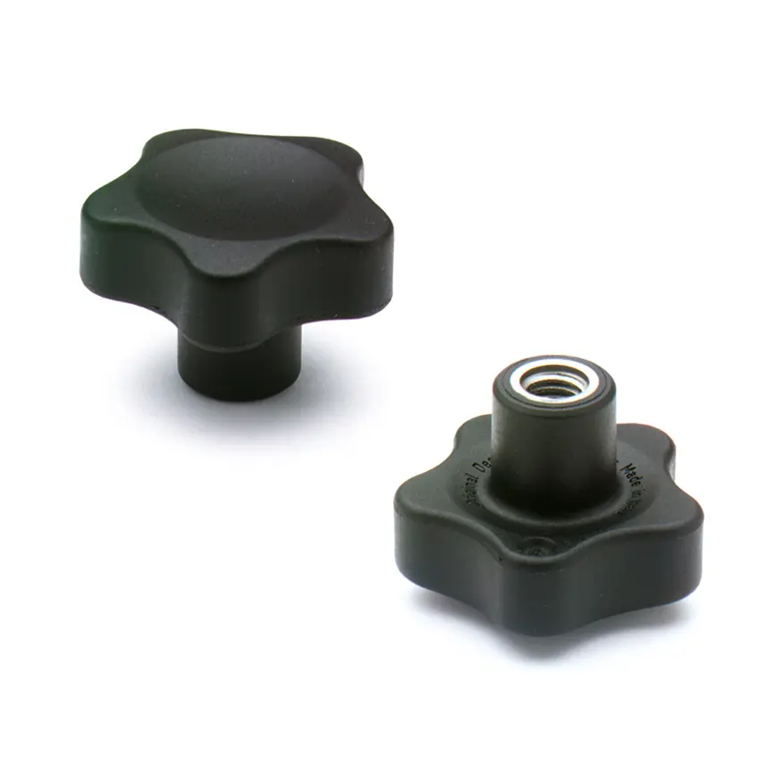 Produktfoto 1 von Elesa Knopf Schwarz M8 Glasfaserverstärktes Polyamid x 26 mm Fünf Lappen, mit Gewindebohrung Ø 40 mm