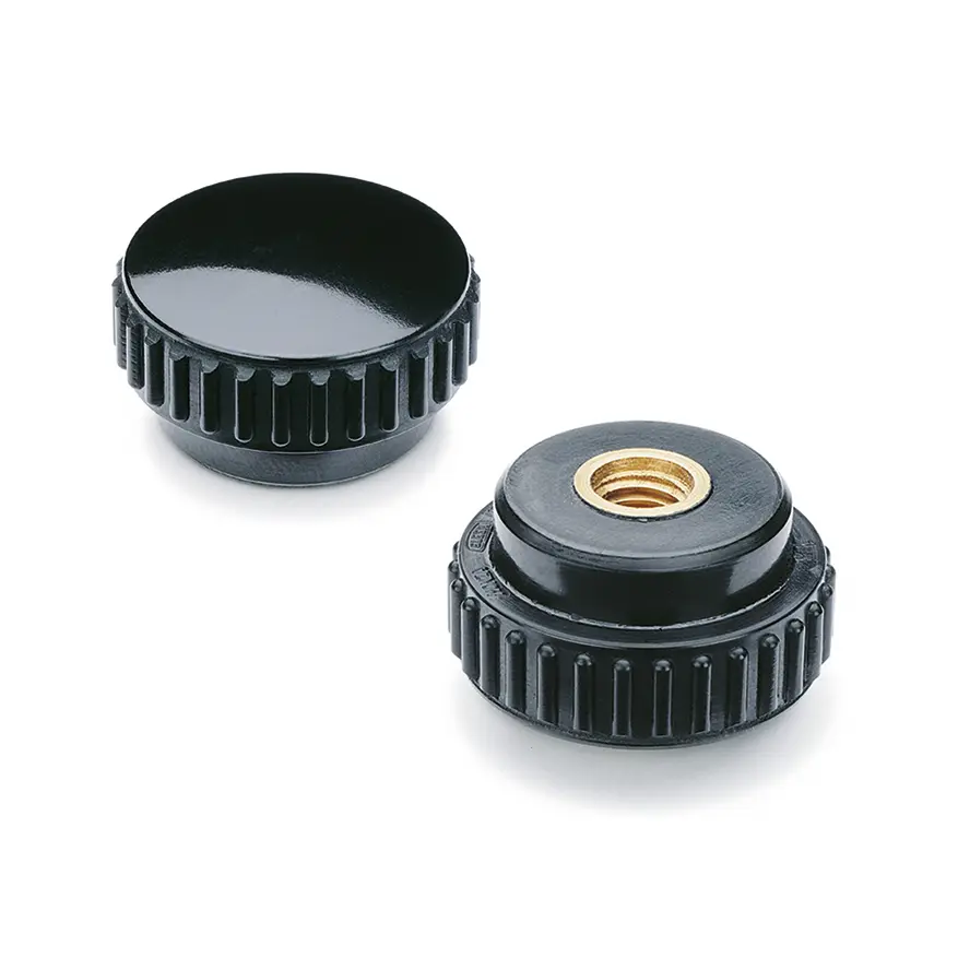 Elesa Knopf Schwarz M5 Duroplast x 12 mm Rund, mit Blindbohrung Ø 18 mm