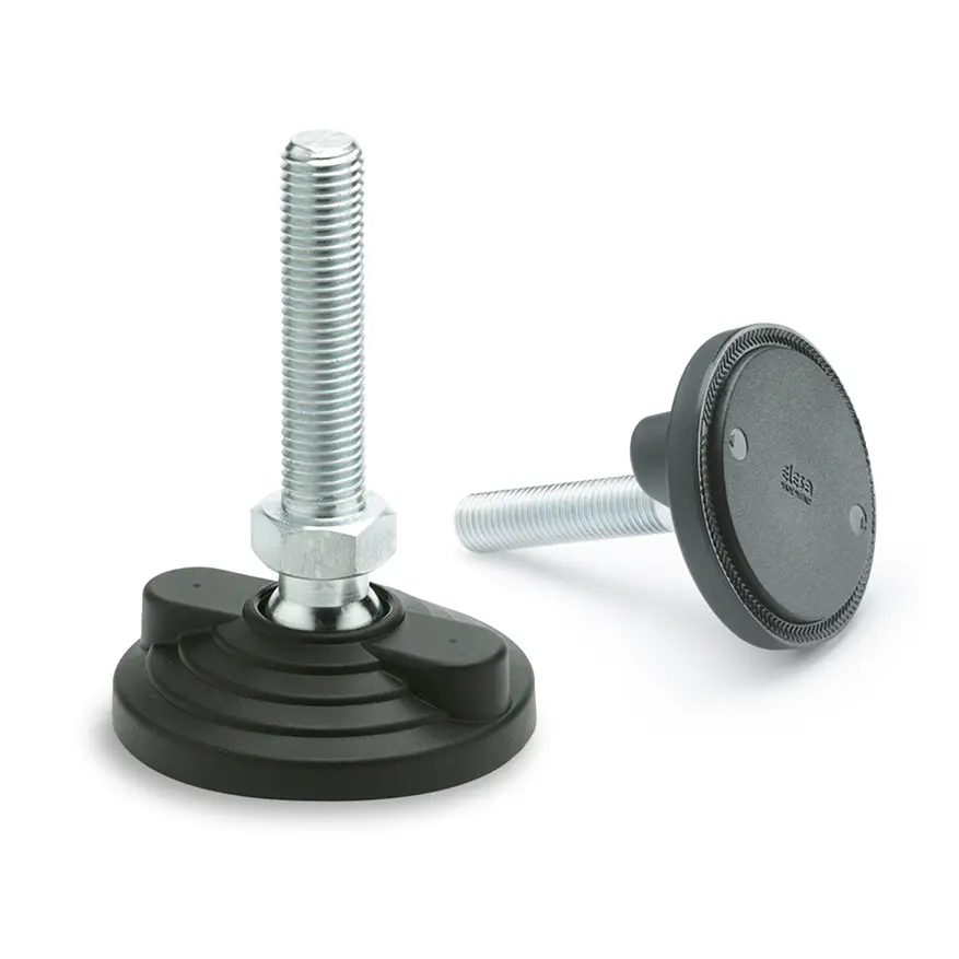 Elesa Verstellbarer Fuß M8 bis 16000 N x 43 mm, bis 15 ° neigbar Glasfaserverstärktes Technopolymer auf Polyamidbasis
