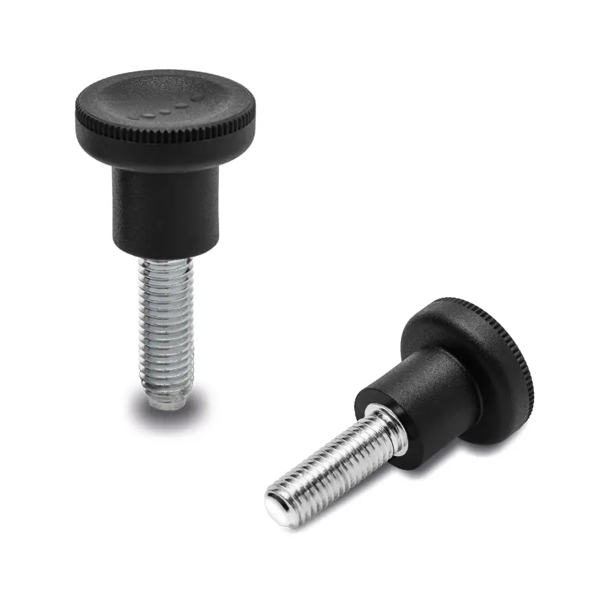 Produktfoto 1 von Elesa Knopf Schwarz M6 x 16 mm Glasfaserverstärktes Polyamid-Technopolymer x 16 mm, mit Gewindebolzen Ø 21 mm