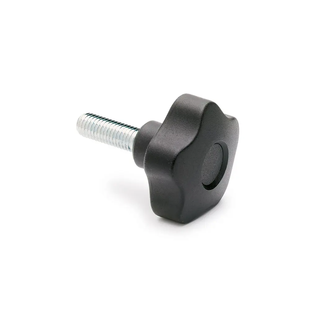 Elesa Knopf Schwarz M12 x 30 Technopolymer auf Polypropylenbasis x 30 mm Geriffelter Knopf, mit Gewindebohrung Ø 63 mm