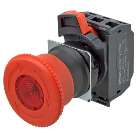 Produktfoto 1 von Omron A22NE Not-Aus-Drucktaster, Eingebaut, Ø 22 mm, 1 Schließer/1 Öffner, Rot Beleuchtet IP65, 40mm, Drehentriegelung