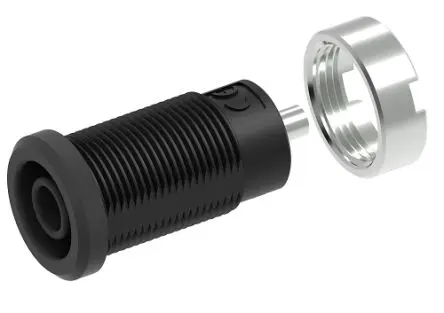 Produktfoto 1 von Electro PJP 4 mm Buchse Schwarz Buchse für Laborstecker, Kontakt Vernickelt, 1kV 25A Stecker