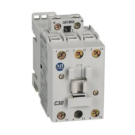 Produktfoto 1 von Allen Bradley 100C Schütz 24V dc-Spule, 3-polig, 690V ac / 30 A 24V dc 26 kW 3 Schließer Motorsteuerung 1-Hilfskontakte