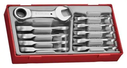 Produktfoto 1 von Teng Tools Schraubenschlüsselsatz Kurzer Ratschenschlüssel CrV-Stahl, 10-teilig